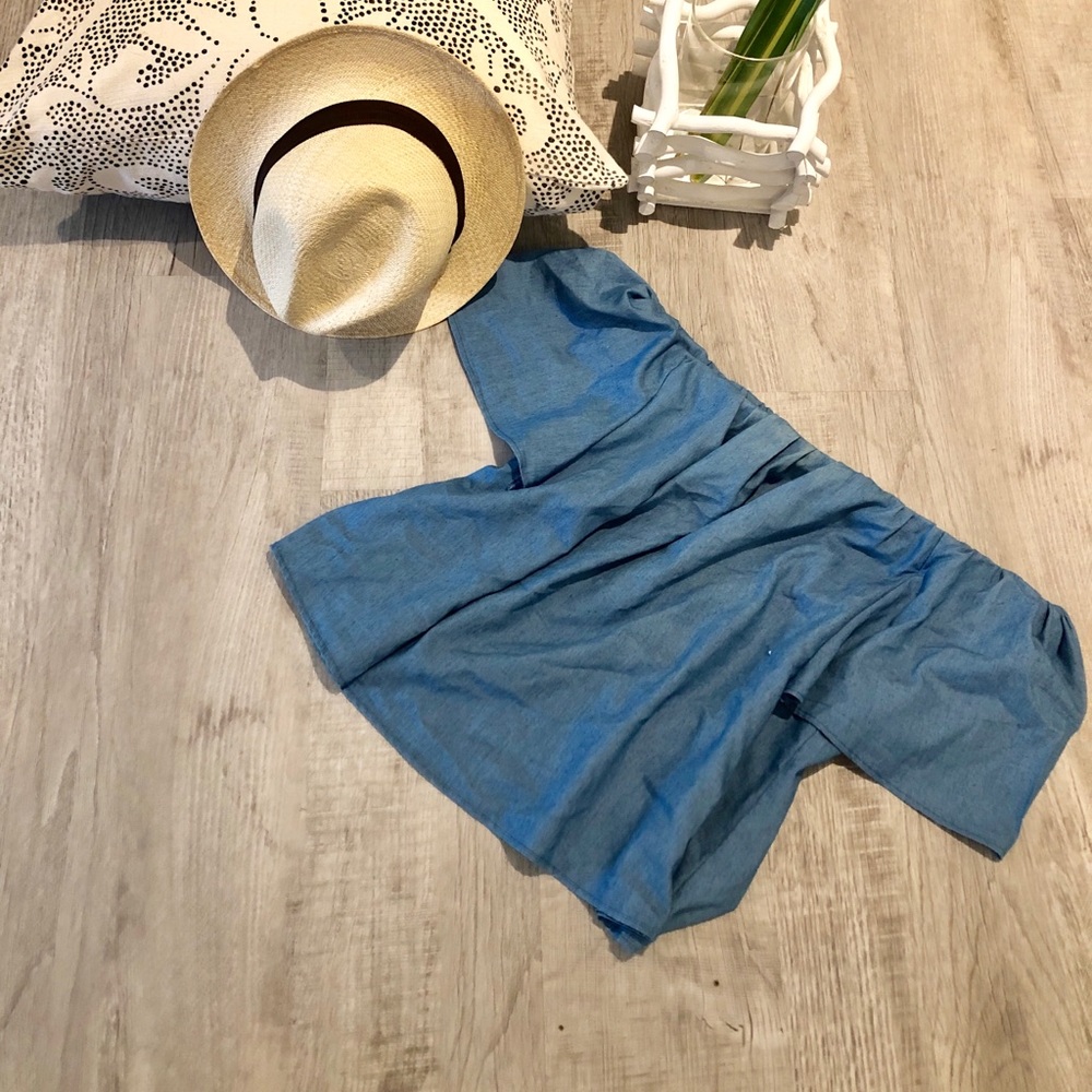 Chambray off shoulder bubble top-M